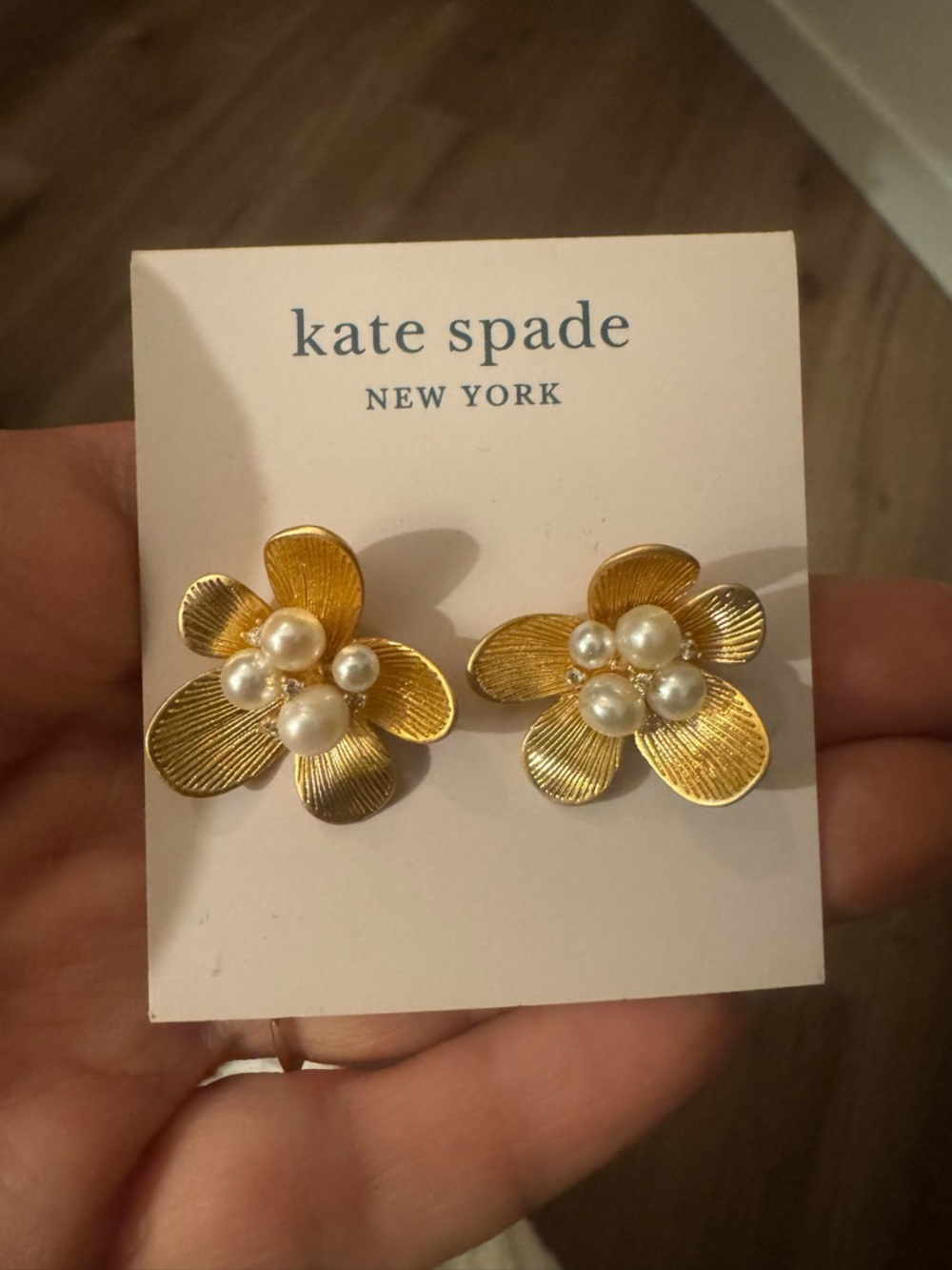 kate spade gold-tone floral pearl cluster earrings